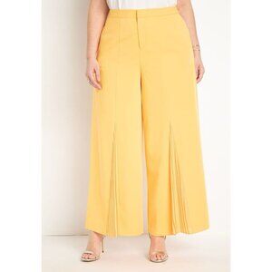 Eloquii Yellow Pleated Wide-Leg Polyblend Women's Pants Size 20